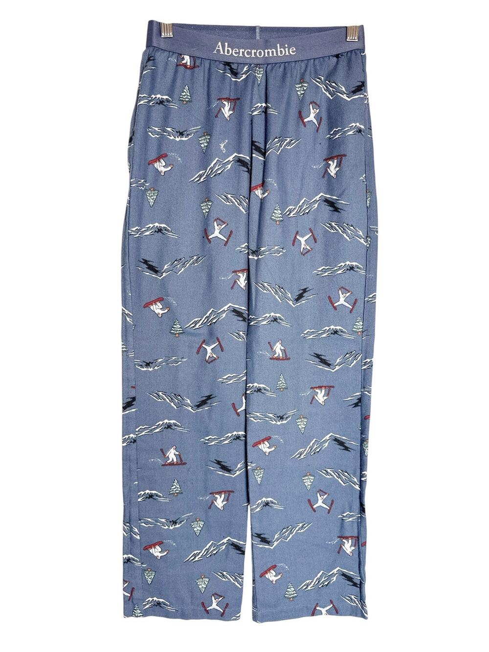 Abercrombie Kids Blue Ski Mountain Print Logo Waist Sleepwear Pajama Pants 11/12